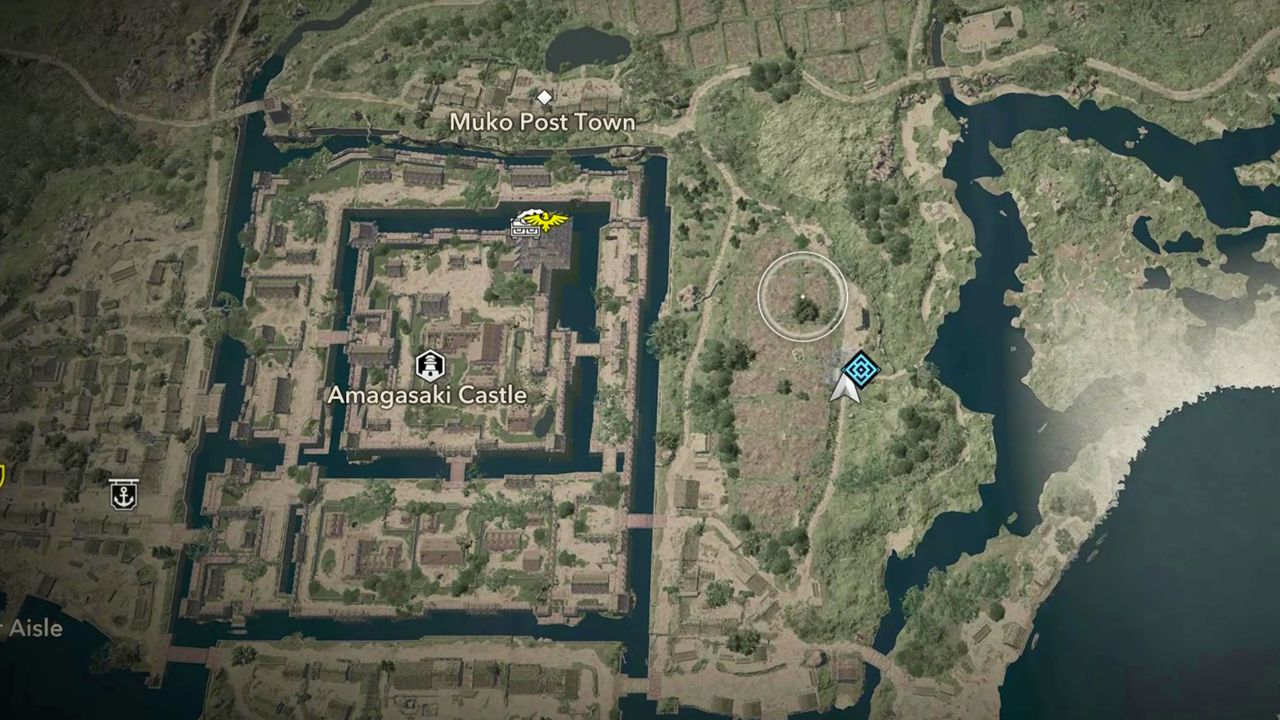Assassin's Creed Shadows Shadow Projects - A map showing the location of an Animus portal to access Animus systems.