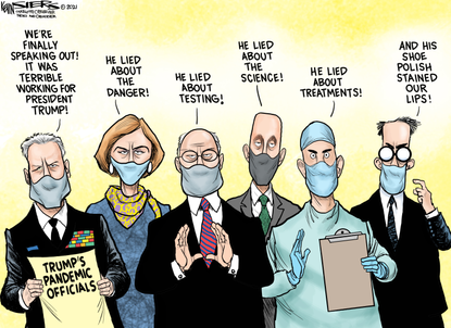 Political Cartoon U.S. trump pandemic officials silence