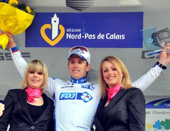 Arnaud Demare (FDJ) celebrates his stage win in Dunkirk