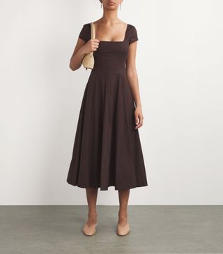 Womens Staud Brown Cotton-Blend Wells Midi Dress | Harrods Uk