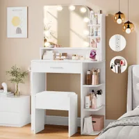 Neoriver 26.4" Small Makeup Vanity Set with Mirror and Lights Neoriver 26.4" Small Makeup Vanity Set with Mirror and Lights
