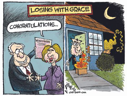 Political Cartoon U.S. Bernie Hillary trump Cruz 2016