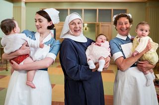 WARNING: Embargoed for publication until 00:00:01 on 19/01/2016 - Programme Name: Call The Midwife - TX: n/a - Episode: n/a (No. 2) - Picture Shows: Nurse Phyllis Crane (LINDA BASSETT), Sister Evangelina (PAM FERRIS), Nurse Barbara Gilbert (CHARLOTTE RITCHIE) - (C) Neal Street Productions - Photographer: Sophie Mutevelian