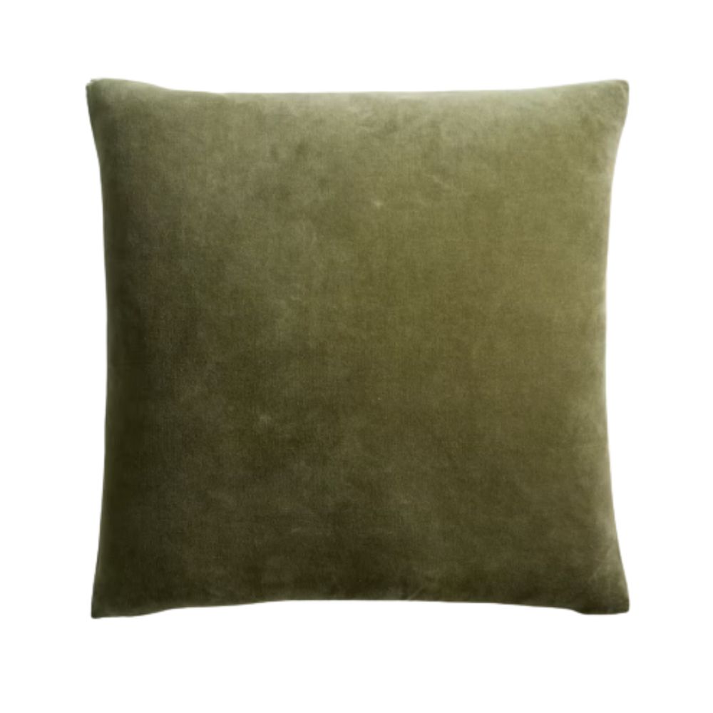 Olive green velvet cushion