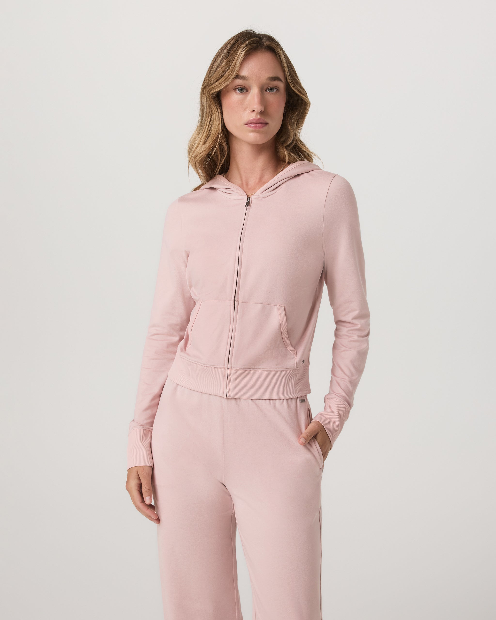 Halo Mini Full Zip Hoodie - Vintage Rose Heather - Xxs