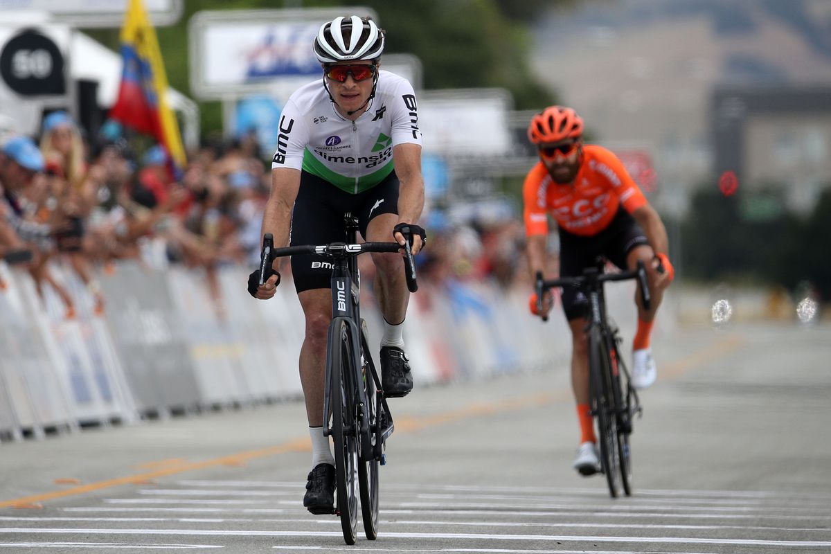 Dimension Data's Ben King took second place on the stage, just ahead of CCC Team's Simon Geschke