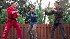  (L to R) William Zabka as Johnny Lawrence, Ralph Macchio as Daniel LaRusso, Yuji Okumoto as Chozen in Cobra Kai season 6