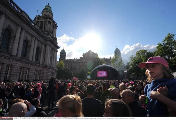After some rain, the sun came out for the team presentation
