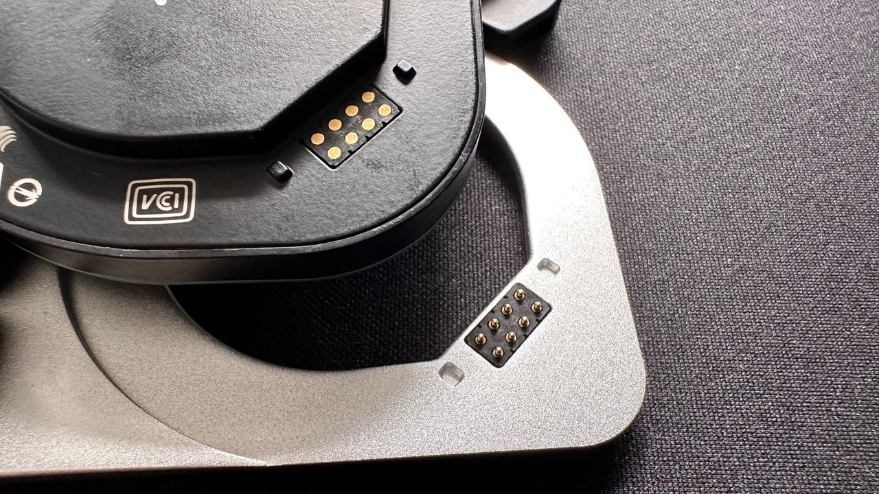 A close-up photo of the module attachment system for the Naya Create ergonomic keyboard