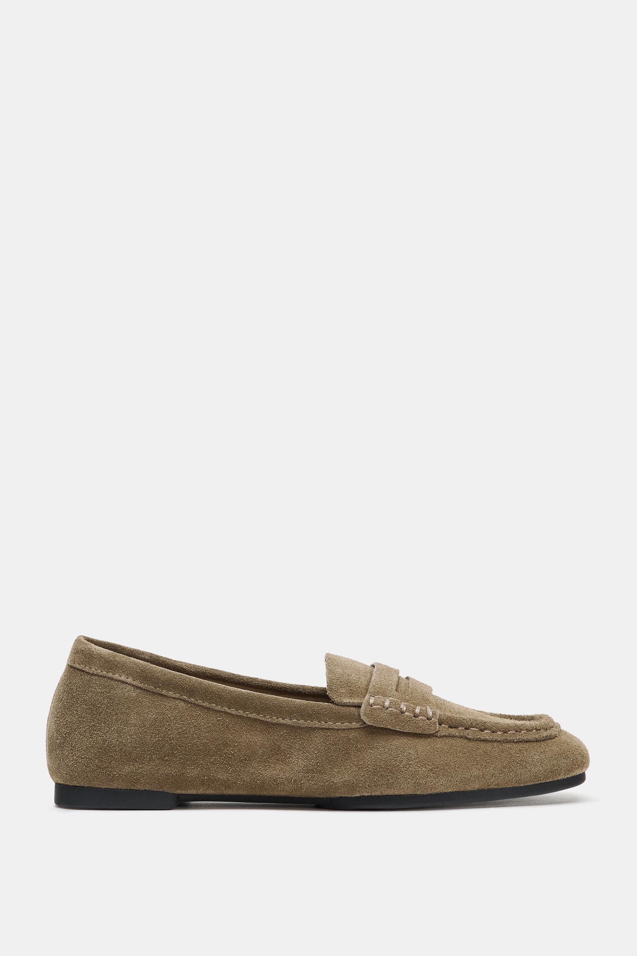 split suede loafers