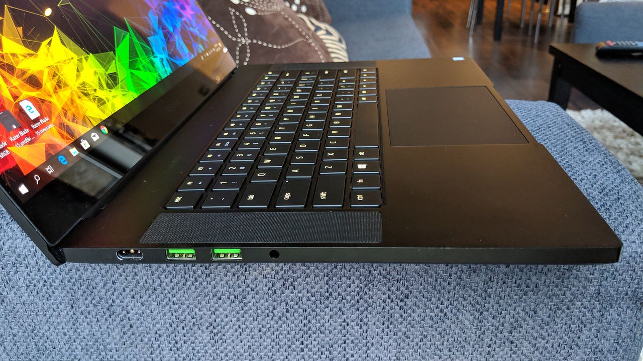 Close-up of the ports on the left hand side of the Razer Blade 15 (2018)
