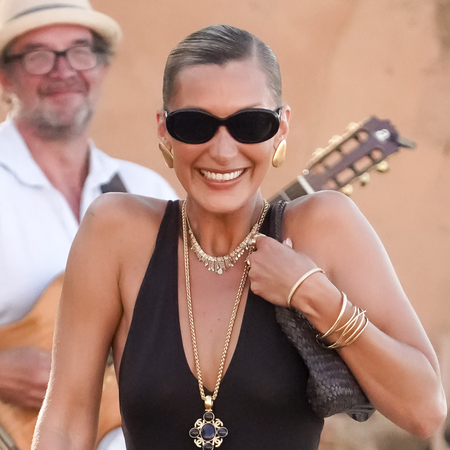  Bella Hadid is seen wearing total look Massimo Dutti on May 24, 2026 in Saint-Tropez, France