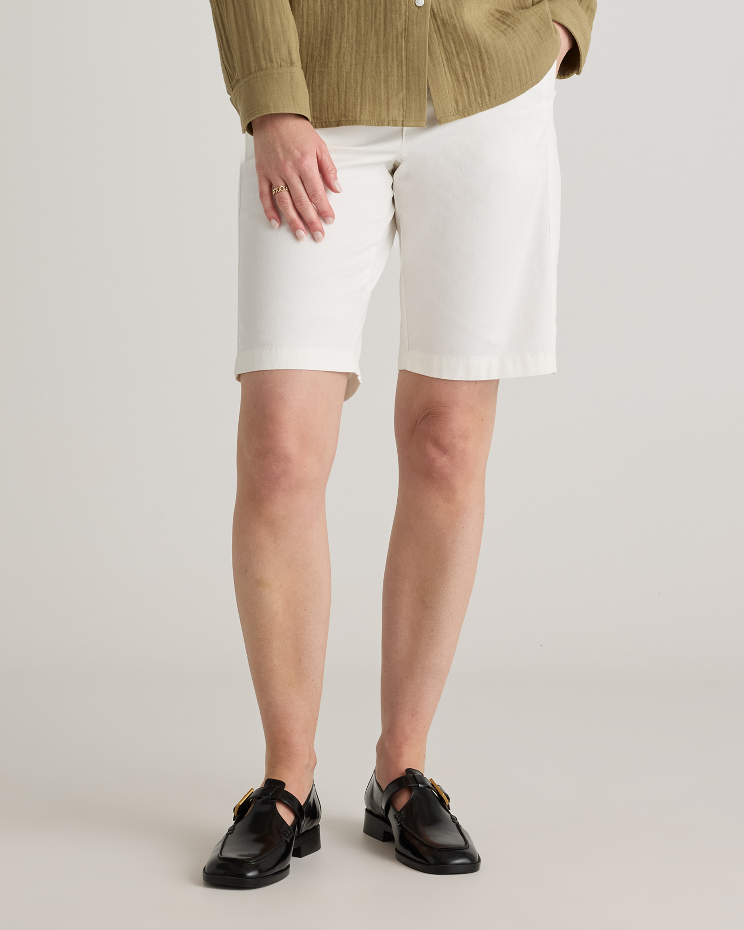 Women's Organic Stretch Cotton Chino Bermuda Short in Ivory
