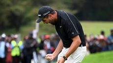 Casey Jarvis celebrates passionately after holing the winning putt at the 2026 Magical Kenya Open