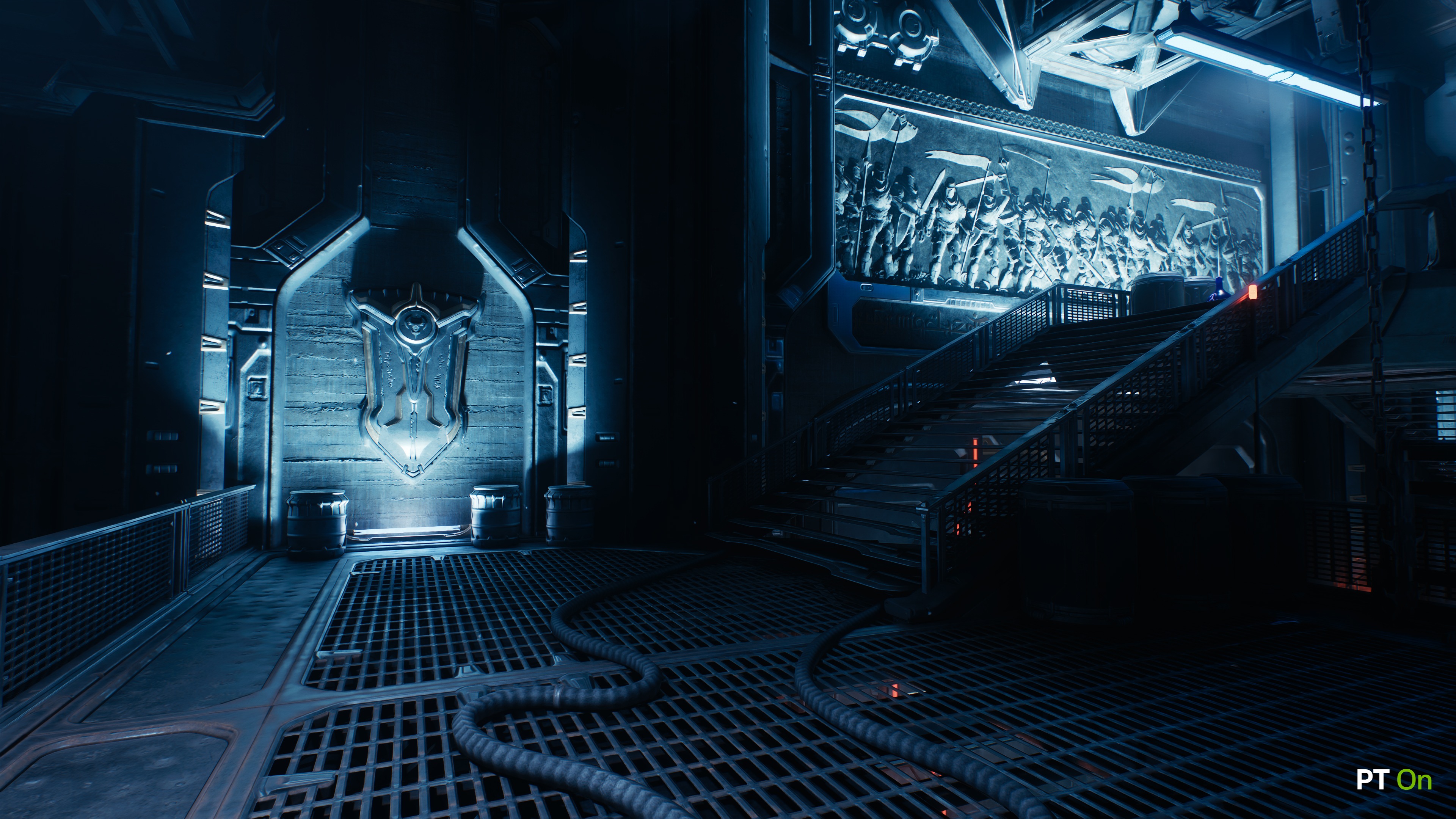doom the dark ages running on a geforce rtx 50 series with path tracing on