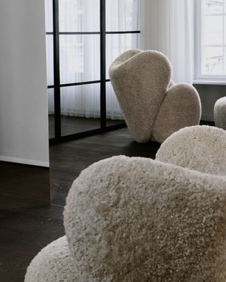 A sheepskin style armchair