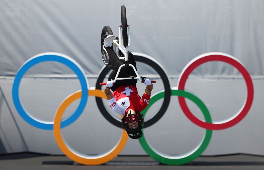 TOKYO JAPAN AUGUST 01 Nikita Ducarroz of Team Switzerland competes in the Womens Park Final run 1 of the BMX Freestyle on day nine of the Tokyo 2020 Olympic Games at Ariake Urban Sports Park on August 01 2021 in Tokyo Japan Photo by Ezra ShawGetty Images