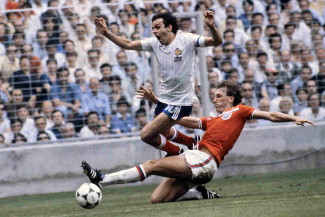 Terry Butcher tackling France&amp;rsquo;s Michel Platini in 1982