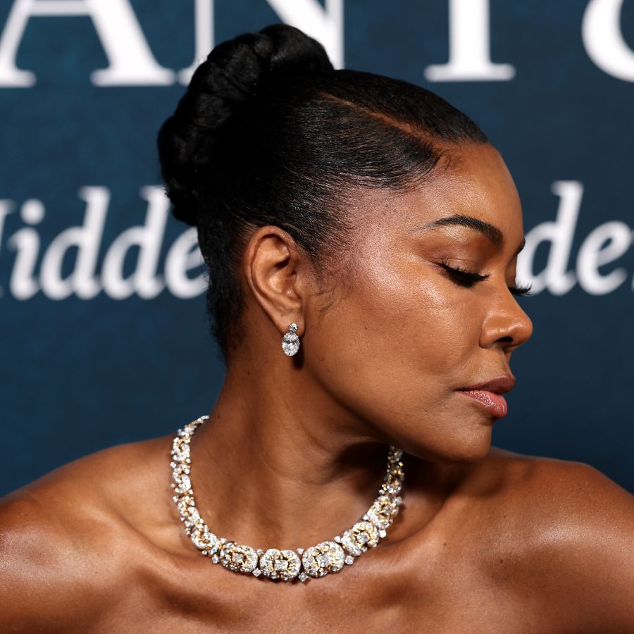 Gabrielle Union with chic chignon on red carpet