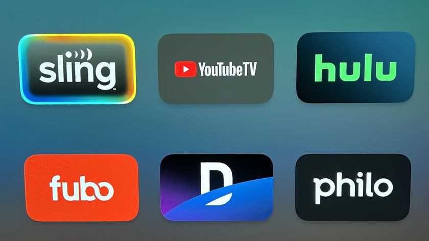 Live TV streaming service logos for Sling, YouTube TV, Hulu, Fubo, DirecTV and Philo