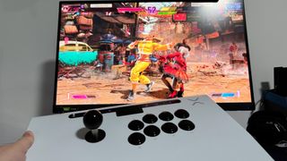 Victrix Pro FS fight stick in front of Street Fighter 6