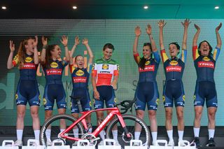 Lizzie Deignan and Elisa Longo Borghini with Lidl-Trek on stage at the Giro d'Italia Donne