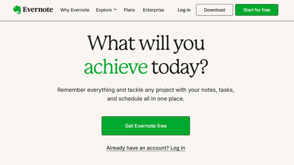 Evernote website screenshot (June 2025)