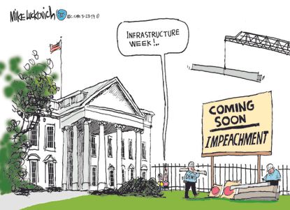 Political Cartoon U.S. Impeachment infrastructure week democrats