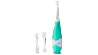 Turquoise and white baby toothbrush as part of best electric toothbrushes for kids roundup