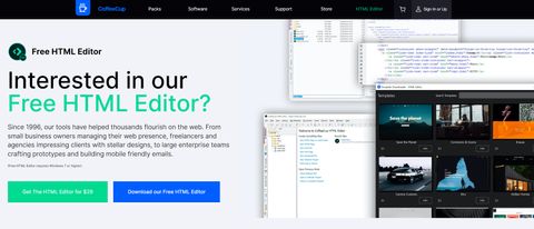 CoffeeCup free editor homepage screenshot