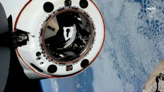 SpaceX's robotic Dragon cargo capsule undocks from the International Space Station on Dec. 21, 2023.