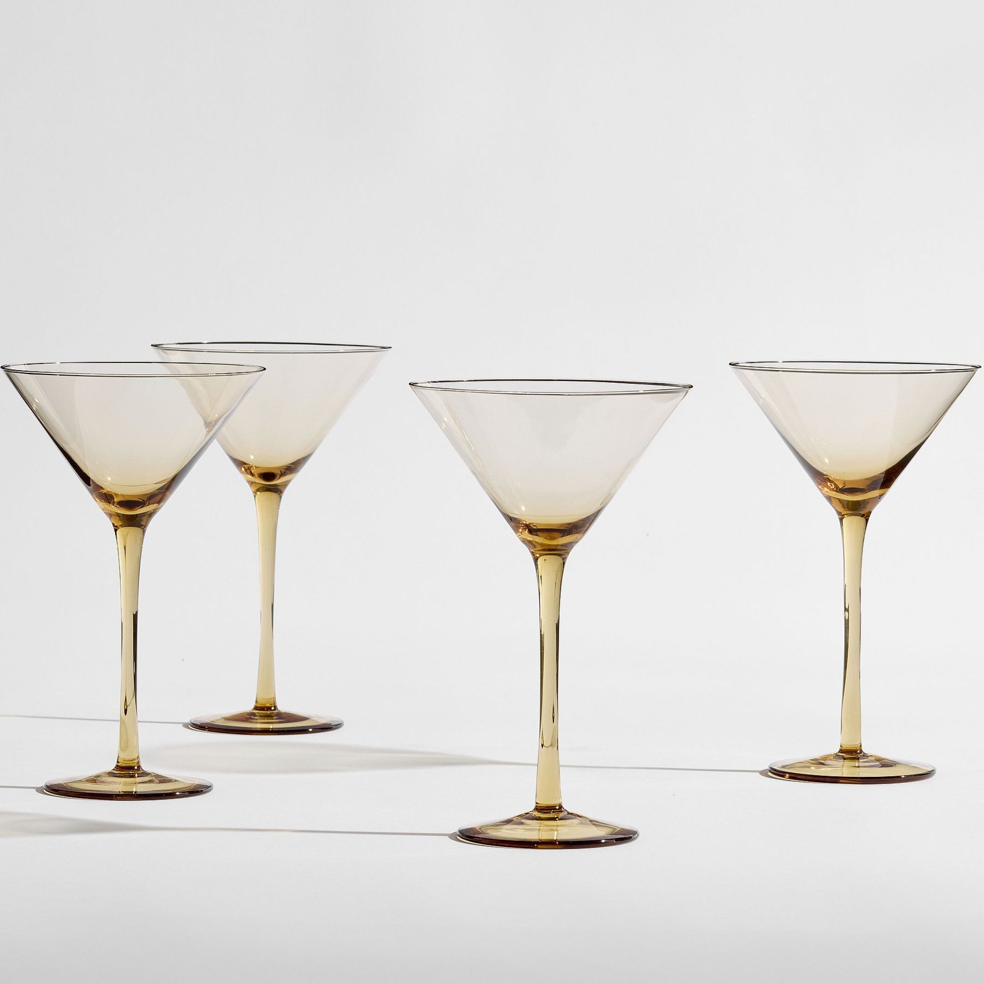 Set of four amber martini glasses