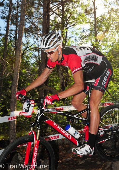 Max Plaxton (Sho-Air/Specialized) riding to victory in the time trail.