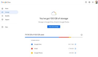 Google One storage summary