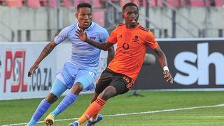 Sizwe Mdlinzo of Chippa United and Thabang Monare of Orlando Pirates