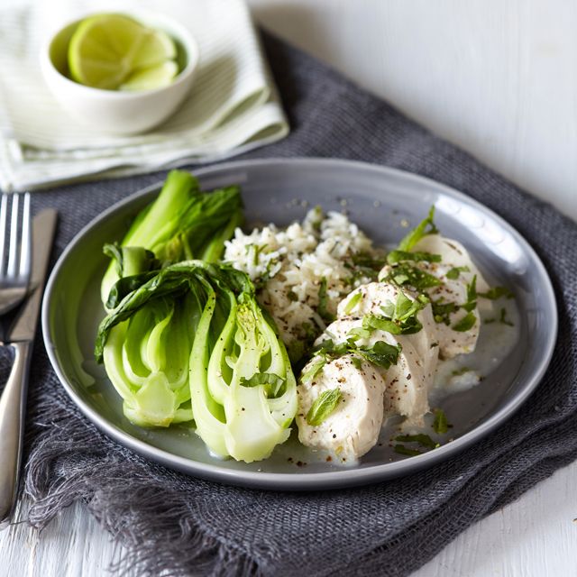 Coconut chicken and pak choi