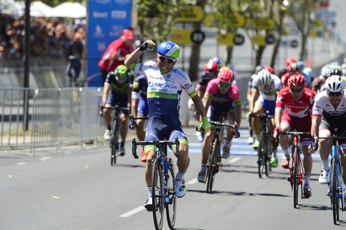 Caleb Ewan (Orica-GreenEdge) is elated with victory