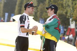Tom Dumoulin (Sunwe) second overall at the Tour de France behind Geraint Thomas (Team Sky)