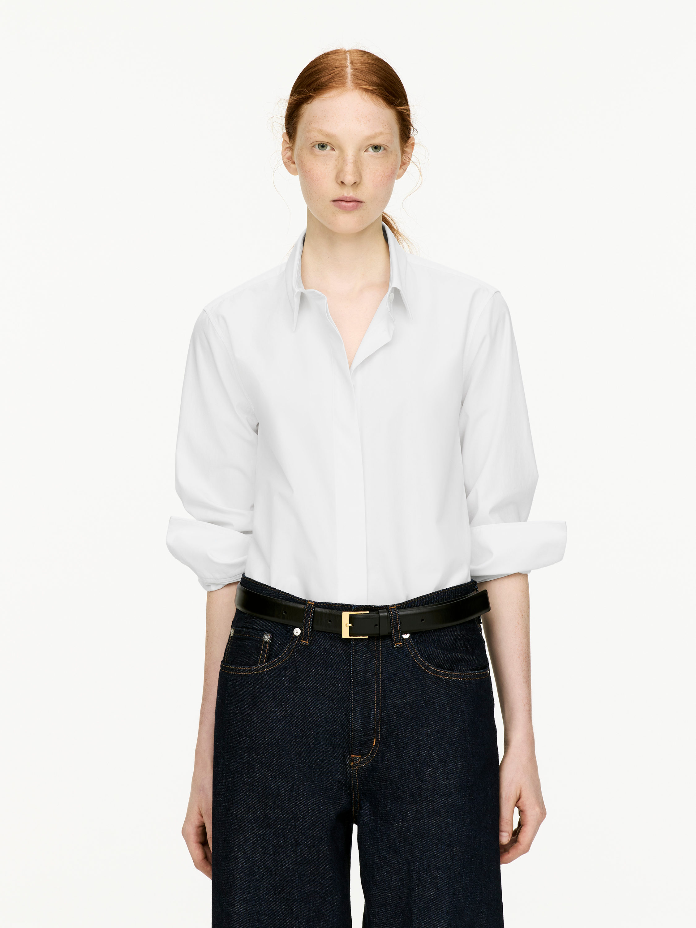 Regular-Fit Poplin Shirt &amp;ndash; White &amp;ndash; Women &amp;ndash; Arket Gb