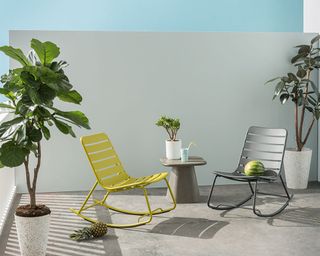 tice garden rocker chair in grey or chartreuse