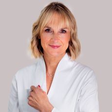 Louise Minchin in a white shirt