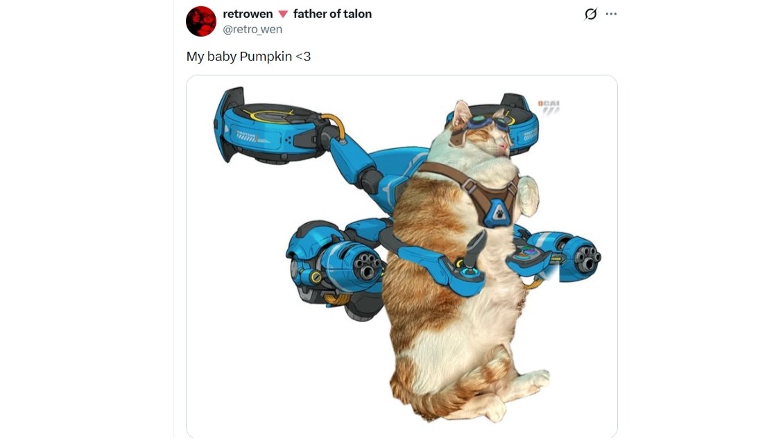 Cat on a jetpack powered vehicle