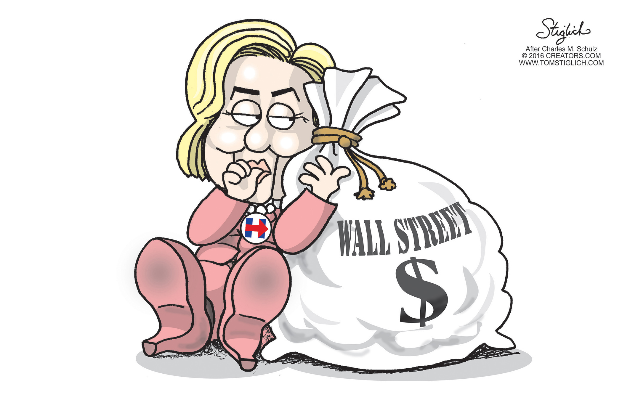 Political Cartoon U.S. Hillary Wall Street