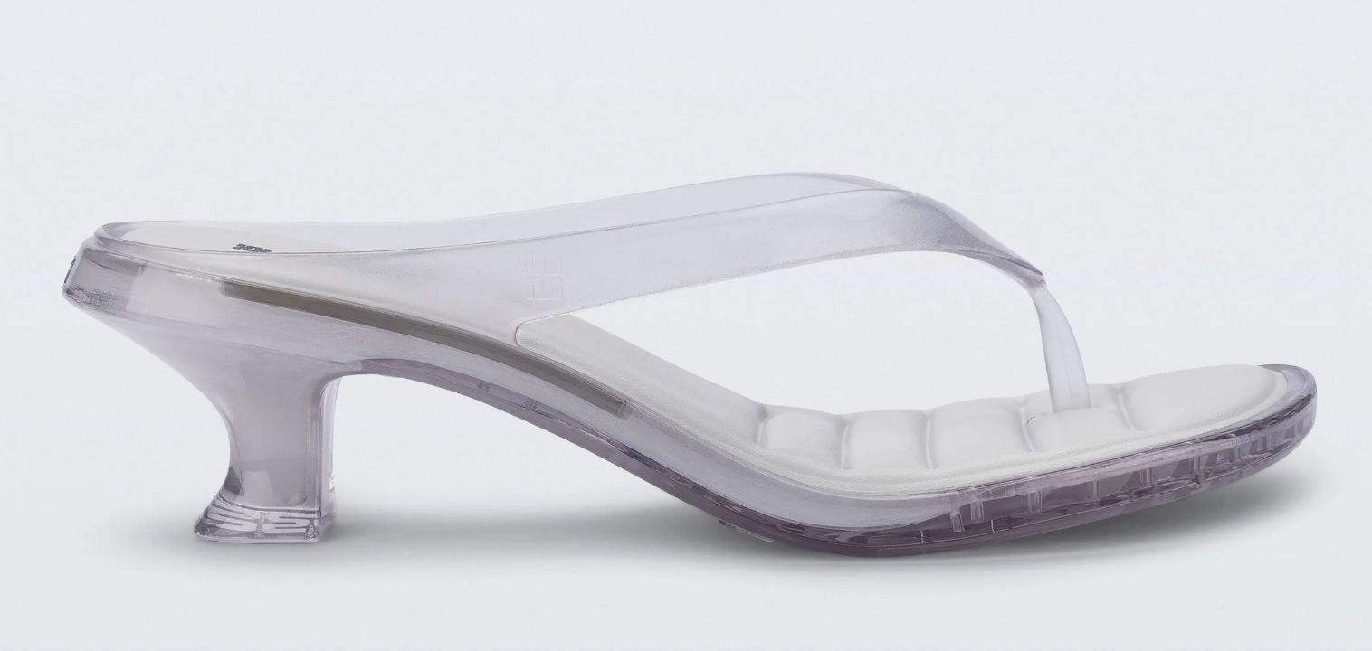 Melissa, Flip Flop Kitten Heel - Clear Beige