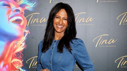 Ranvir Singh attends the "Tina - The Tina Turner Musical" 7th Anniversary Gala Performance wearing a blue denim dress
