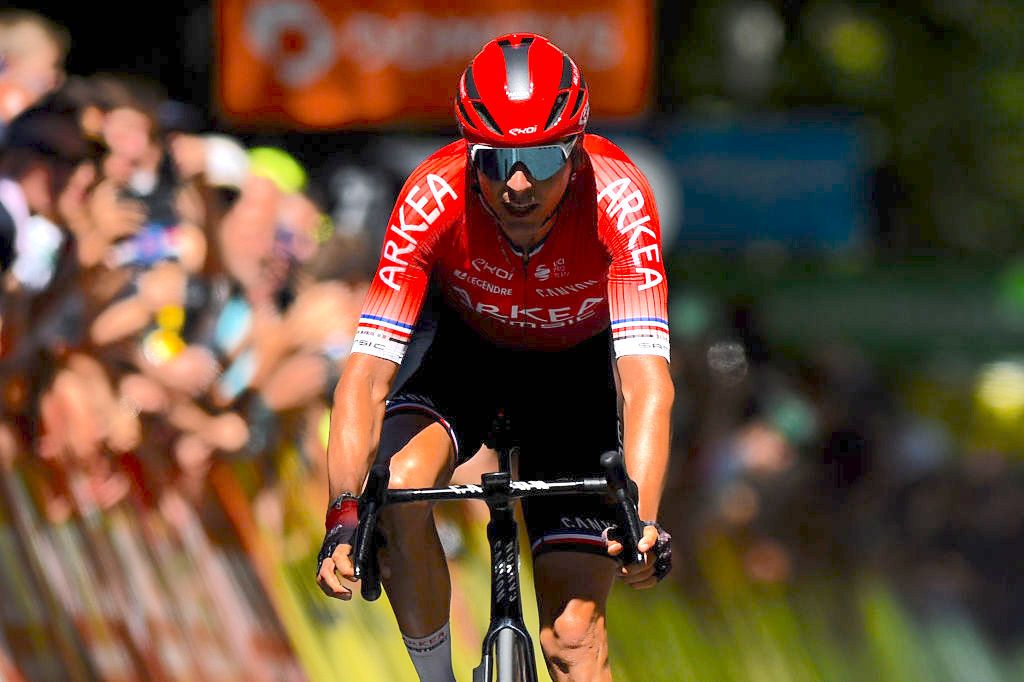 GAP, FRANCE - JUNE 10: Warren Barguil of France and Team Ark&Atilde;&copy;a - Samsic crosses the finishing line the 74th Criterium du Dauphine 2022, Stage 6 a 196,4km stage from Rives to Gap 742m / #WorldTour / #Dauphin&Atilde;&copy; / on June 10, 2022 in Gap, France. (Photo by Dario Belingheri/Getty Images)