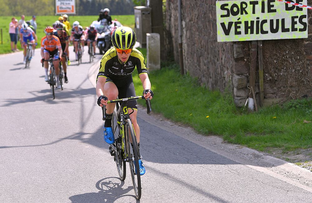 Amanda Spratt (Mitchelton-Scott) goes solo at Liege-Bastogne-Liege