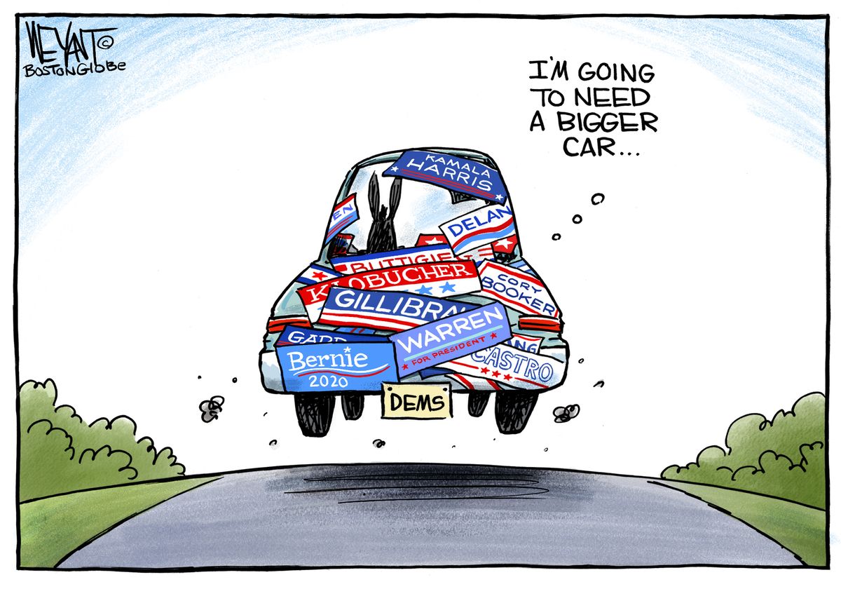 Political Cartoon U.S. Democratic race car 2020 presidential election ...