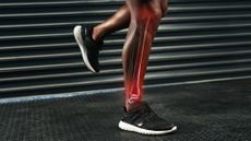Athlete's legs with the location of their bones superimposed to illustrate how to build healthy bones