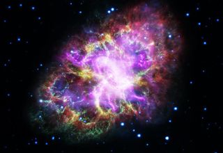 A composite image of the Crab Nebula in radio, X-ray, infrared, ultraviolet and visible light